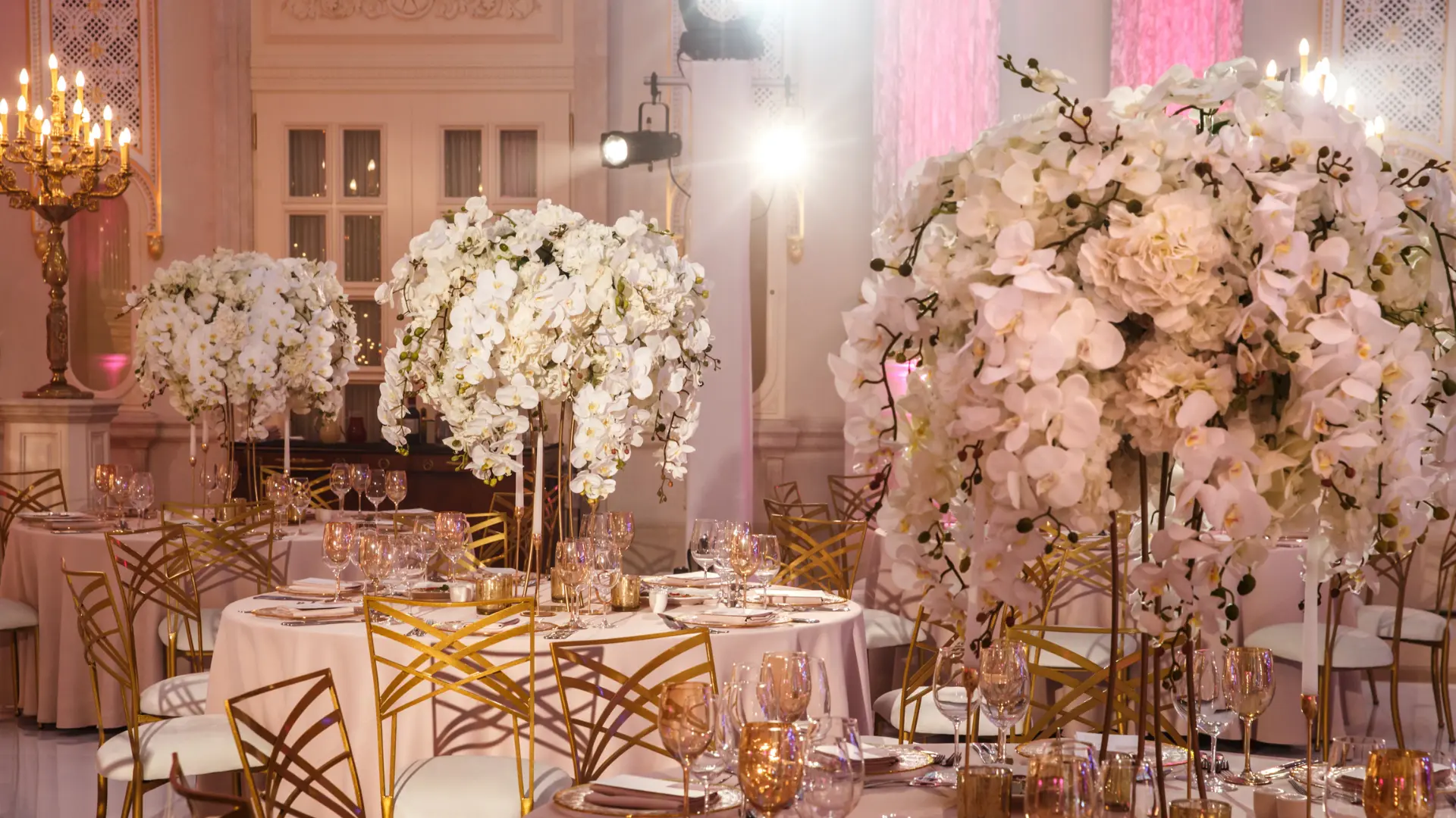 Elegant dining tables for a reception